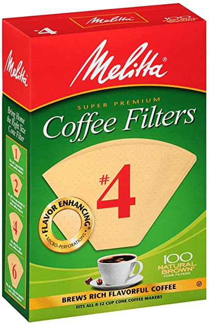 Melitta #4 Super Premium Cone Coffee Filters, Natural Brown, 100 Count (Pack of 6)