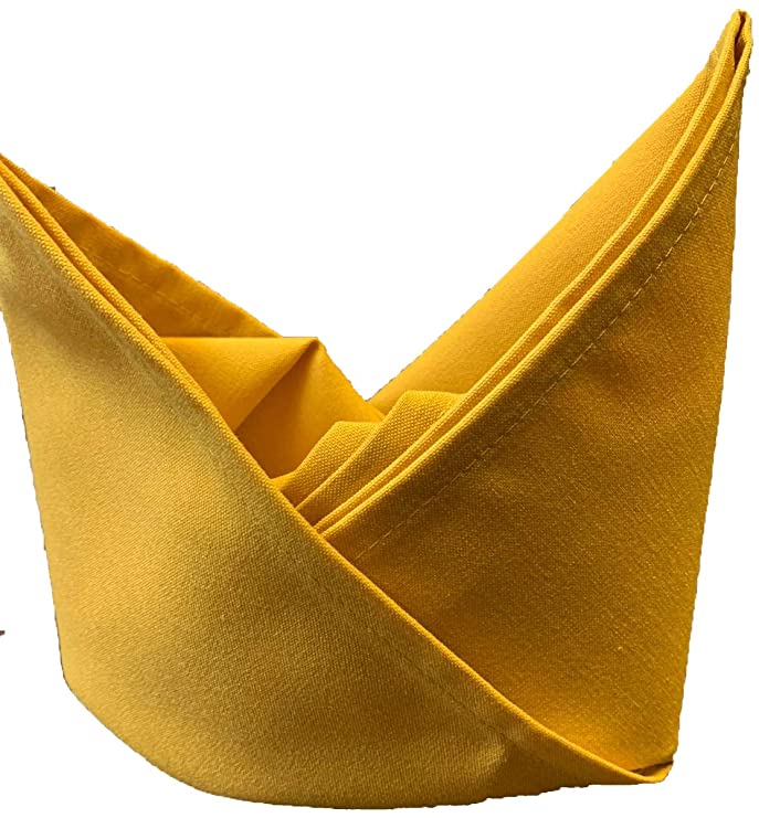 6 pieces Mustard Yellow Dinner Napkins for Banquets & Restaurants, Commercial Grade 100% Polyester with Soft Cotton Touch, 20"x20", Made in USA, Priced Bulk Packing