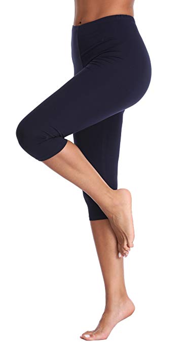 Women's Capri Leggings 3/4 Length Comfortable Modal Legging(Plus Size Available)