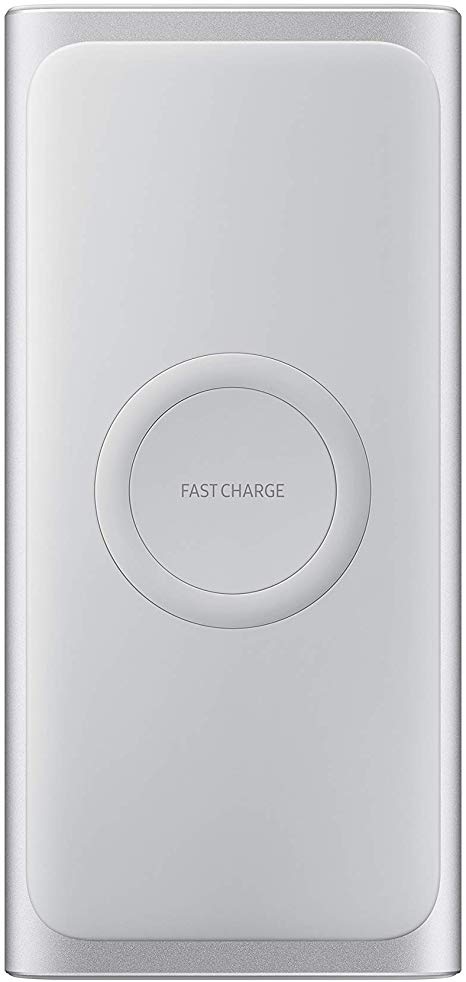 Samsung 2-in-1 Portable Fast Charge Wireless Charger and Battery Pack 10,000 mAh, Silver (Renewed)