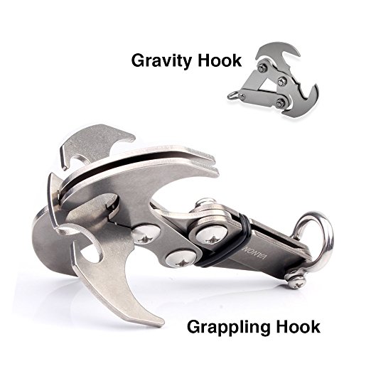 VANON High Performance Gravity Hook Multifunctional Stainless Steel Survival Folding Grappling Hook Climbing Claw Gravity Carabiner for Outdoor Life