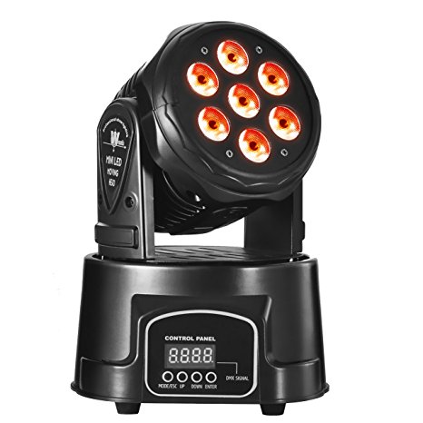 Eyourlife Moving Head Light 7 X 10W RGBW 4 in 1 CREE LED DMX512 Stage lighting for DJ KTV Disco Party Wedding Effect Lighting