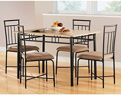 Mainstay 5 Piece Wood and Metal Dining Set, Natural