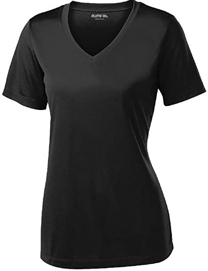 Clothe Co. Ladies Short Sleeve V-Neck Moisture Wicking Athletic Shirt