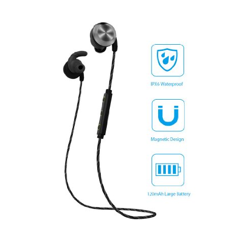 Bluetooth Headphones TROND Dash Pro V41 IPX6 Waterproof Wireless Sports Headphones Earbuds Headset with Mic APT-X CVC 60 Noise-Cancelling Sweatproof for Gym Running Jogger Hiking Exercise