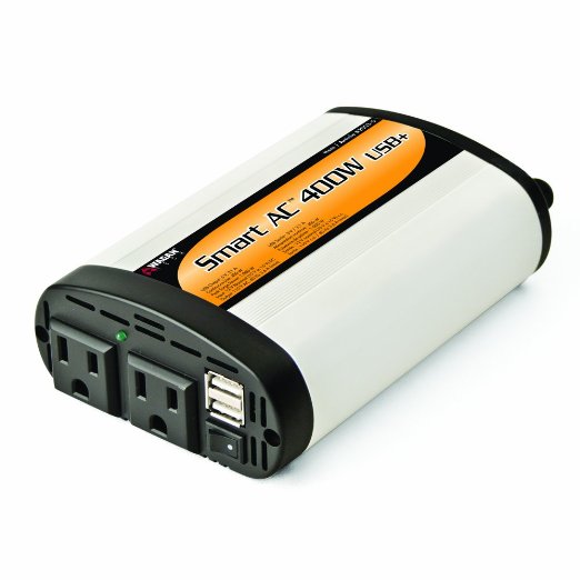 Wagan EL2003-5 SmartAC 400 Watt Continuous Power Inverter with 5V 2.1 Amp USB Charging Ports