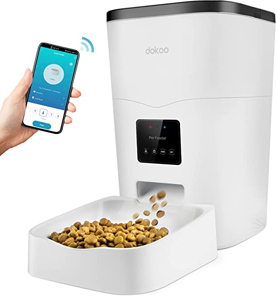 Dokoo Automatic Cat Feeder App Control - Wi-Fi Enabled Smart Cat Food Dispenser with Portion Control & Timer Setting, Auto Dog Feeder 1-10 Meals, Voice Record, Small & Medium Pets, BPA-Free, 3L/13cup B09FYTS9S4