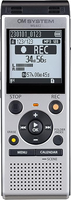 Olympus OM System WS-882 Digital Voice Recorder, with Linear PCM/MP3 Recording Formats, USB Direct, 4gb Playback Speed and Volume Adjust, File Index, Erase Selected Files