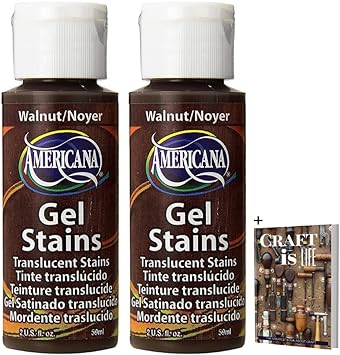 Decoart Americana Walnut Gel Stain - 2 Pack 2oz Walnut Wood Stain Solution Finish, Water Based Stain Gel for Wood Board, Wood Planks, Wood Decor, Craft Wood, Room Decor & Outdoor Furniture with E-book