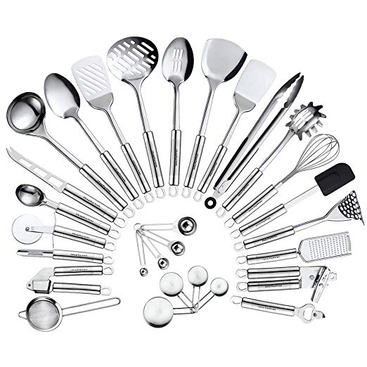 Maphyton Stainless Steel Kitchen Utensil Set - 29 Cooking Utensils Nonstick Cookware Set with Spatula Gadget Tools