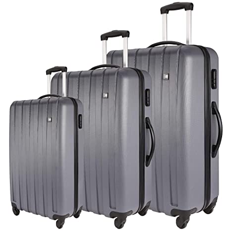 Nasher Miles Zurich 20, 24, 28 Inch ,Set of 3, Hard-Sided, Polycarbonate Luggage, Grey 55 , 65 and 75 cm Trolley Bag