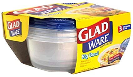 GladWare Big Bowl Containers with Lids, Round Size, 6 Cups 3 containers