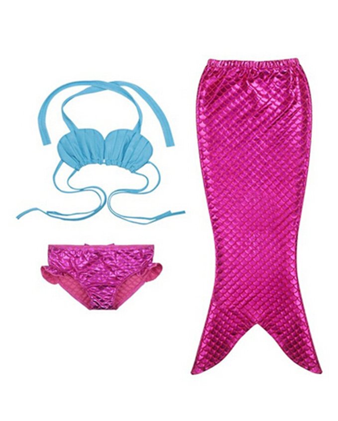 PGXT Girls 3 Pcs Princess Mermaid Tail Swimwear Swimsuit Bikini Set