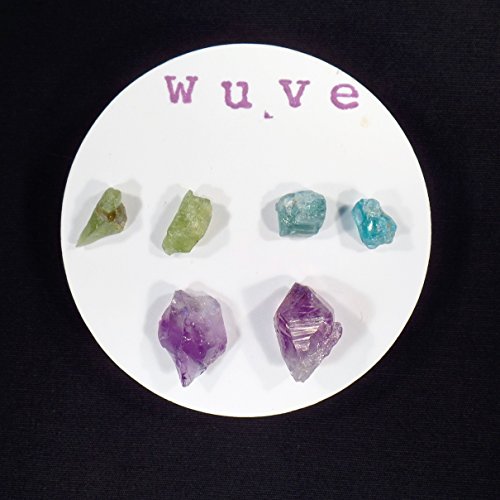 Gemstone Stud Earrings - Amethyst - Peridot - Neon Blue Apatite - Raw Gemstone Earring Trio - Rough Gems - Post Earrings - Natural Jewelry