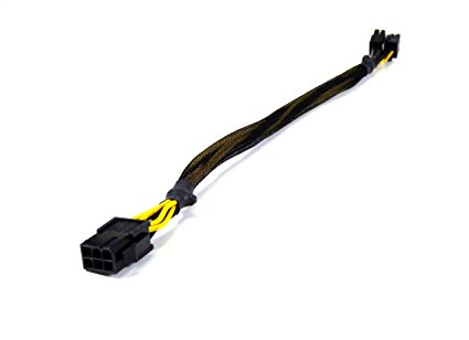 PCI Express 6-pin (male) to EPS ATX 12V 8-pin (4 4-pin) female, black sleeved, 18 AWG cable wires, genuine new copper cores, 13.5" long, ship from Los Angeles