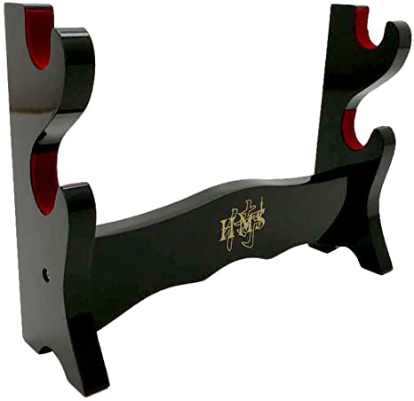 Handmade Sword - Black Lacquered Wood, Deluxe Table Stand for Katana or Wakizashi Swords, Sword Table Display Holder