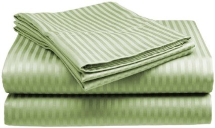 Full Size Sage Classic Sateen Dobby Stripe Sheet Set