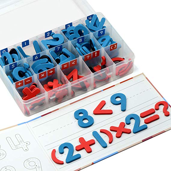 Gamenote Classroom Magnetic Numbers and Operations Kit with Magnet Board - Foam Number Magnets for Kids and Teachers(120 pcs in Box)