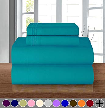 Elegant Comfort Luxury Soft 1500 Thread Count Egyptian 4-Piece Premium Hotel Quality Wrinkle and Fade Resistant Coziest Bedding Set, Easy All Around Elastic Fitted Sheet, Deep Pocket up to 16inch, King, Turquoise