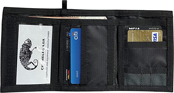 CHAMELEON VELCRO TRIFOLD MENS WALLET- Canvas wallets for men trifold Slim Nylon Velcro Men's wallet Front pocket wallets for men nylon Perfect style of basic wallet designs (grey)