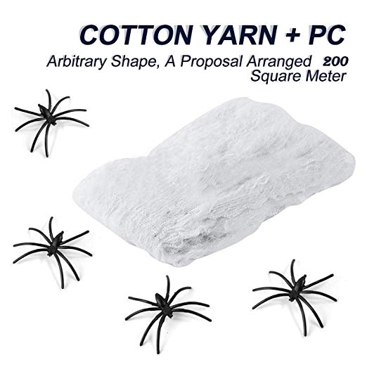 Halloween Yard Decorations Spider Web - 250 sqft with 20 pcs Plastic Fake Spiders for Outdoor Indoor Scary Halloween Decor Clearance