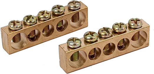 uxcell 5 Positions Electric Wire Screw Terminal Ground Copper Neutral Bar 2pcs