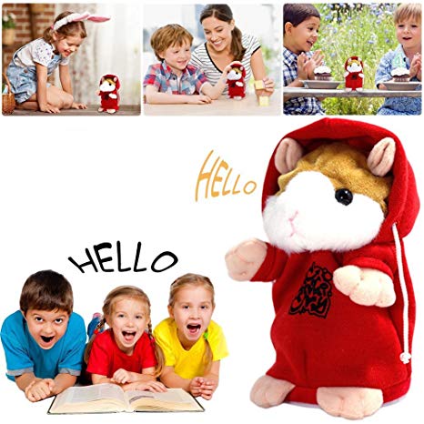Talking Hamster Repeats What You Say Mimicry Pet Toy Plush Electronic Hamster Buddy Mouse for Children Boys and Girls and Birthday (Red)