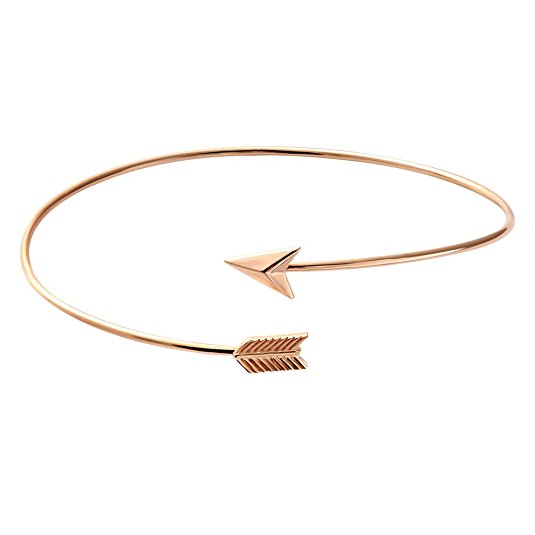 SENFAI Gold and Silver Adjustable Arrow Bangle Bracelets Wire Bracelet Bangles Simple Wrapped Bangles Women Bangles