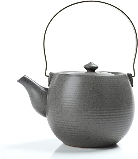 TEANAGOO Ceramic Teapot TP03, Grey, Matte Finishing Teapot (19.3oz) with S304 Stainless Steel Infuser - Filter for Chinese Kongfu & Japan Green Loose Leaf Tea, Nice Gift Box