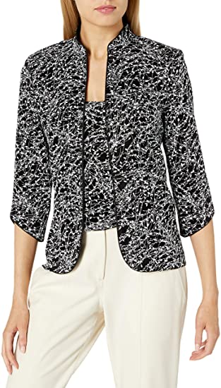 Alex Evenings Women's Mandarin Neck Twinset Tank Top and Jacket Petite Regular