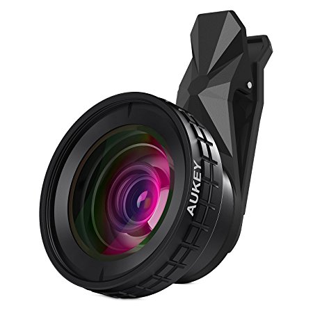 AUKEY iPhone Camera Lens 0.45x 140° Wide Angle   10x Macro Clip-on Cell Phone Camera Lens for Samsung, Android Smartphones, iPhone