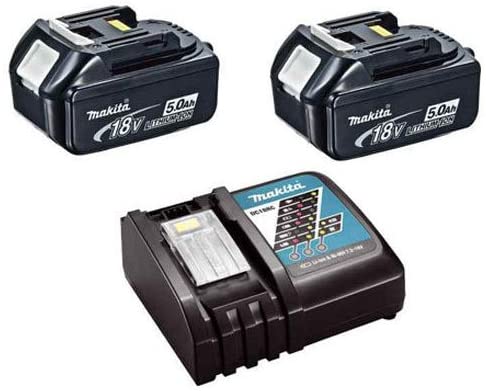 Makita 2XBL1850DC18RC 2XBL1850 18v Li-ion 5.0Ah Battery Twin Pack & DC18RC Charger Kit, 18 V, Black