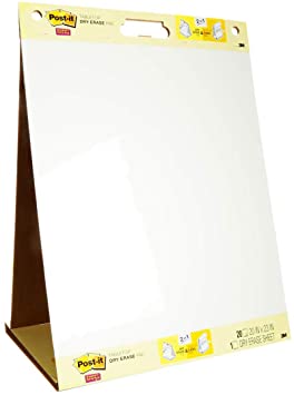 Post-it, Table Flip chart with 20 Self-Adhesive Sheets, Whiteboard for Meeting Notes, Meeting Chart with Blank Pages, Two in One Flipchart Portable Easel and Dry Erase Board in size 50 x 58 cm