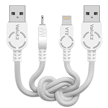 Volutz iPhone Charger Lightning Cable - Apple MFi Certified 2-Pack, 6ft Braided iPhone Cords for iPhone X, 8, 8 Plus, 7, 7 Plus, 6s, 6s, 6 Plus, SE, 5s, iPad mini, iPad Air, iPad Pro – Ghost-White