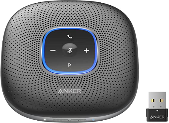 Anker PowerConf  Bluetooth Speakerphone with Bluetooth Dongle, 6 Mics, Enhanced Voice Pickup, 24H Call Time, Bluetooth 5, USB C, Conference Speaker, Compatible with Leading Platforms, for Home Office