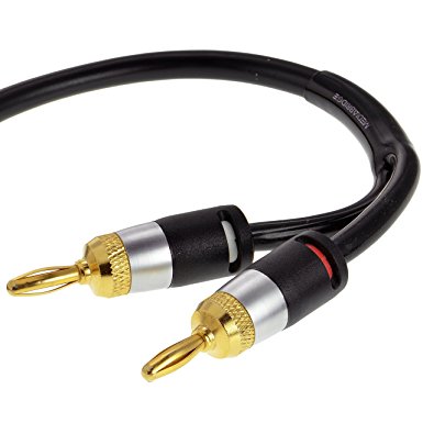 Mediabridge 16AWG ULTRA Series Speaker Cable with Dual Gold Plated Banana Tips (25 Feet) - CL2 Rated - High Strand Count Copper (OFC) Construction - Black [New and Improved Version] (Part# SWT-25B )