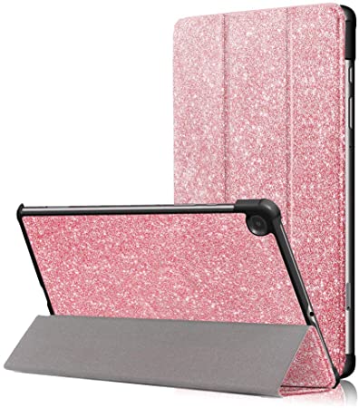 Galaxy Tab S6 Lite 2020 Case, FANSONG Tri-Fold Ultra Thin Magnetic Leather Cover Protective with Stand/Sleep for Samsung Galaxy Tab S6 Lite P610/P615 (for Galaxy Tab S6 Lite 10.4", Pink)