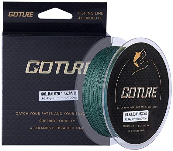 Goture 4-Strand Weave//Braided Fishing Line 8-80LB No Memory Smooth Finish-Improved Colorfastness