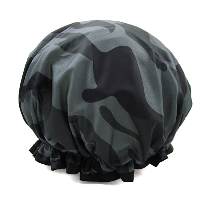 Quanchen Shower Cap for Women Long Hair,1 Pcs Shower Hat Waterproof-Double Layer-Reusable Elastic Bath Caps for Girls Spa Home Use,Hotel and Hair Salon(15 Army Green)