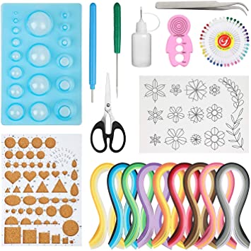 Hyber&Cara Paper Quilling Tools Set 19 Pcs Quilling Kit for DIY Paper Craft Including 45 Colors 900 Strips Quilling Template Mould Board