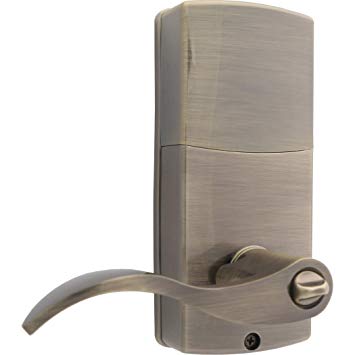 Honeywell Safes & Door Locks - 8734101 Electronic Entry Lever Door Lock, Antique Brass