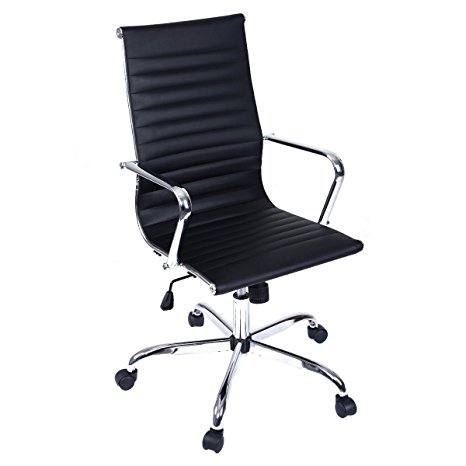 Giantex PU Leather Ergonomic High-Back Office Chair, Black