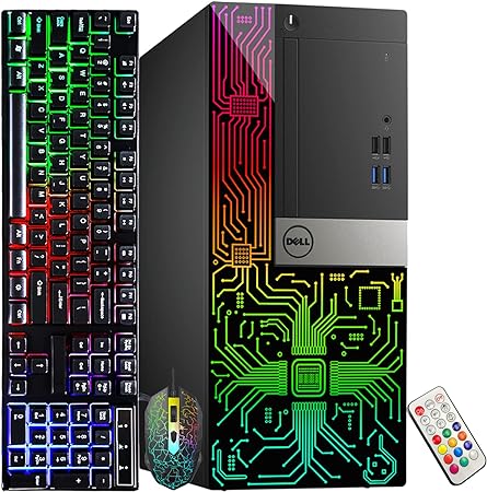 Dell OptiPlex Gaming Tower RGB Lights Computer Intel Core i5 8500 8th Gen Processor Up to 4.10GHz - GeForce GTX 1630 4GB - 16 GB RAM 1TB M.2 NVME - Windows 11 Pro - WiFi - Bluetooth (Renewed)