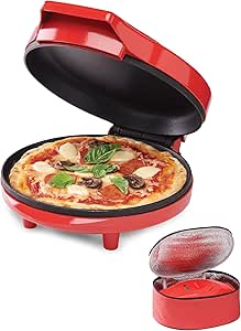 Betty Crocker 8" Travel Pizza Maker Plus, Indoor Electric Grill With Insulated Travel Bag, Nonstick Pan for Pizzas, Quesadillas, Nachos and more, Pizza Machine for Delicious Meals and Snacks, Red