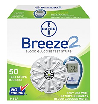 Bayer Breeze2 Blood Glucose Test Strips, 5 Discs (50 Test Strips)