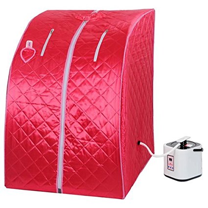 2L Portable Steam Sauna Tent SPA Detox-Weight Loss w/ Chair Red
