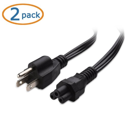 [UL Listed] Cable Matters 2-Pack Heavy-Duty Laptop Power Cord in 3 Feet (NEMA 5-15P to IEC C5)