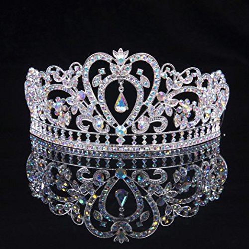 Sunshinesmile Colorful Clear Austrian Rhinestone Crystal Tiara Crown, 6" Diameter