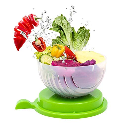 Beaverve Salad Chopper Bowl, 4 in 1 Quick Salad Cutter Bowl, Easy Salad Bowl Cutter and Chopper, Fast Fruit Vegetable Salad Maker Bowl, Smart Cut Salad Tool Fresh Salad Chopper Slicer FDA-Approved