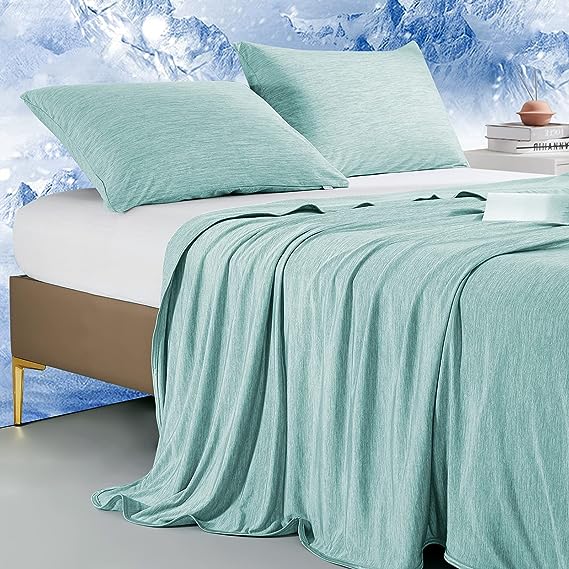 Marchpower Manta Verano de Frescura 130×170cm, ARC-Chill Manta Cama con Fibra de Enfriamiento Japonesa Q-MAX&gt;0.43,Transpirable Suave,Anti Estático,2 Caras,Alivia Sudor y Mejora Calidad de Sueño-Verde